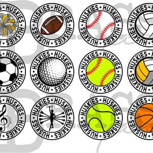 Huskies Circle Bundle – 22 Designs, Digital Download: PNG, JPG, SVG Files