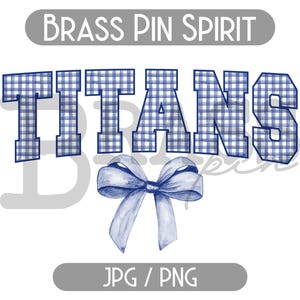 Titans Coquette Bow Watercolor Gingham Design: Blue, PNG, JPG, Digital Download