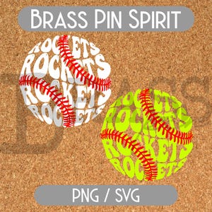 Rockets Retro Baseball / Softball Design: SVG, PNG, Digital Download