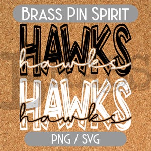 Hawks Scribble Design: 2 Color Options, Black & White, SVG, PNG, Digital Download