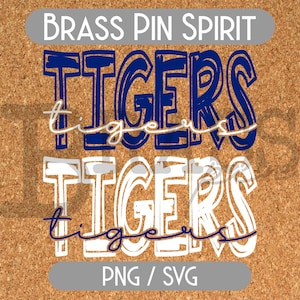 Tigers Scribble Designs: 2 Color Options, Blue & White, PNG, SVG, Digital Download