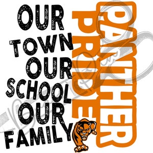 Panther Pride our Family Design: 2 Color Options, Orange & Black, White, PNG, JPG