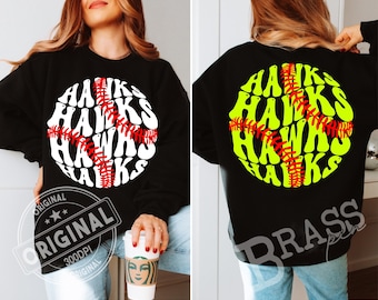 Hawks Retro Baseball / Softball Design: JPG, PNG, SVG  Digital Download