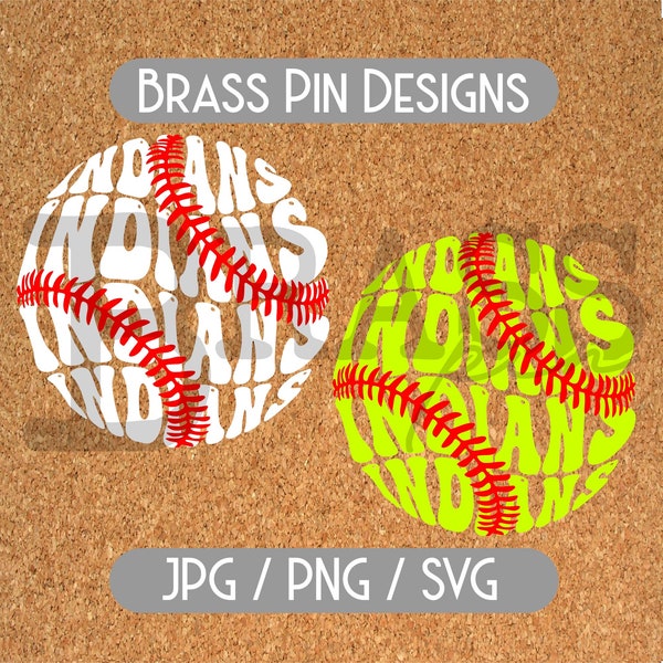 Retro Indians Baseball / Softball Design: JPG, PNG, SVG Digital Download