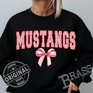 Diseño de cuadros vichy acuarela Mustangs Coquette Bow: rojo, PNG, JPG, descarga instantánea