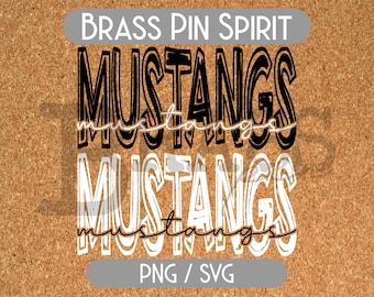 Mustangs Scribble Designs: 2 Color Options, Black & White, PNG, SVG, Digital Download
