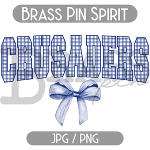 Crusaders Coquette Bow Watercolor Gingham Design: Blue, PNG, JPG, Digital Download