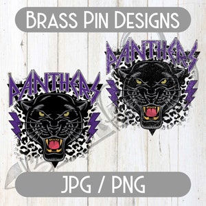 Panthers Leopard Rock, Purple, 2 Options, Clean & Distressed, PNG, JPG