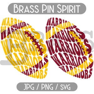 Warriors Football Retro Design: 2 Color Options, PNG, SVG, JPG, Digital Download