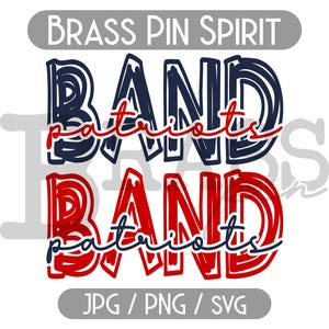 Patriots Band Scribble Designs: Navy & Red, 2 Color Options, JPG, PNG, SVG, Digital Download