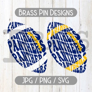 Panthers Retro Football Design: 2 Color Options, Blue & Yellow / White, PNG, SVG, JPG  Digital Download