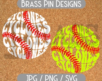 Retro Cyclones Baseball / Softball Design: PNG, SVG, JPG  Digital Download