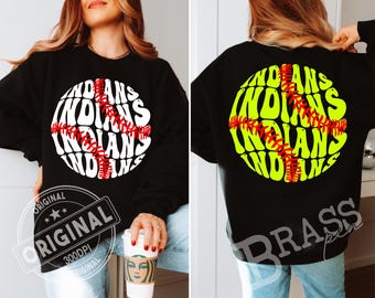 Indians Retro Baseball / Softball Design: PNG, SVG, Digital Download