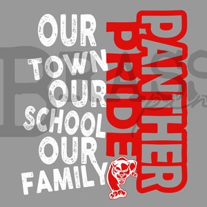 Panther Pride our Family Design: Red & White,  PNG