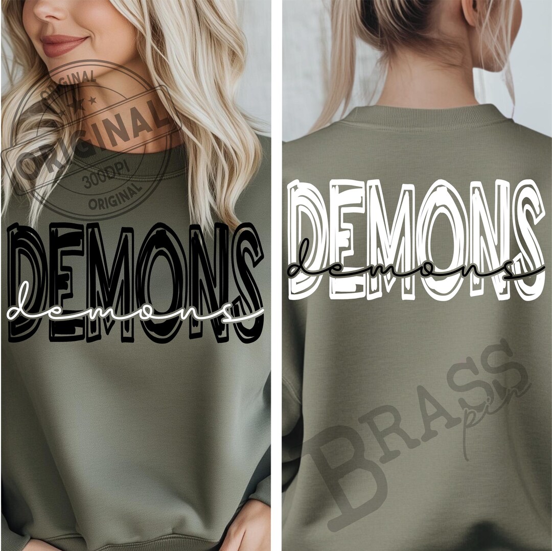 Demons Scribble Design, Black & White, 2 Color Options, PNG, SVG ...