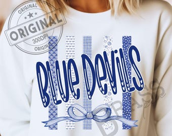 Blue Devils Cottage Stripe Design: Blue, PNG, JPG, Instant Download