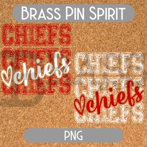 Chiefs Chalk Doodle Designs: 2 Color Options, Red & White, PNG, SVG, Digital Download