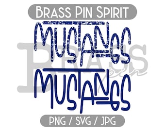 Mustangs Graffiti Design Bundle: Blue, White, Clean, Distressed, PNG, JPG, SVG, Instant Download