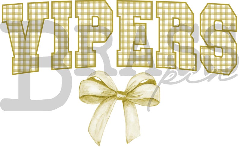 Vipers Coquette Bow Watercolor Gingham Design: Vegas Gold, JPG, PNG ...