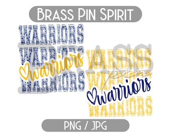 Warriors Doodle Design: 2 Color Options - Royal & Yellow (PNG, JPG, Digital Files)