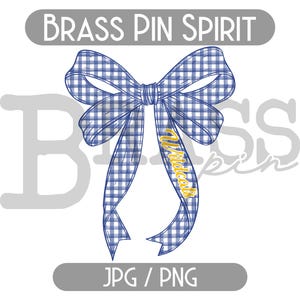 Wildcats Ribbon Coquette Bow Watercolor Gingham Design – Blue & Yellow PNG, JPG Digital Download