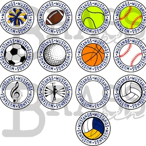 Mustangs Circle Bundle – 24 Designs, Digital Download: PNG, JPG, SVG Files