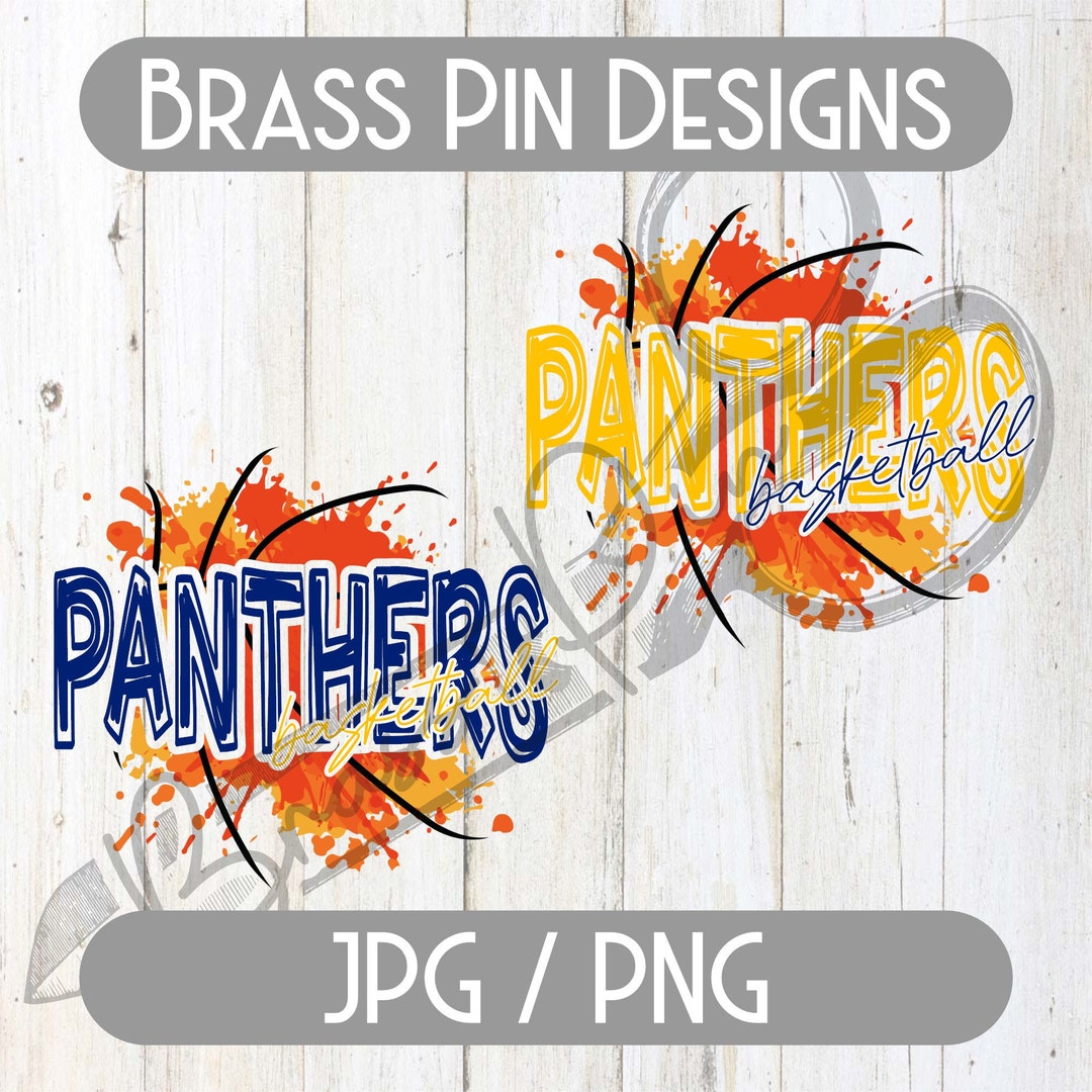 Panthers Scribble Basketball Design, Royal & Yellow, 2 Color Options ...