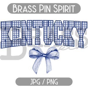 Kentucky Coquette Bow Watercolor Gingham Design: Blue, PNG, JPG, Digital Download