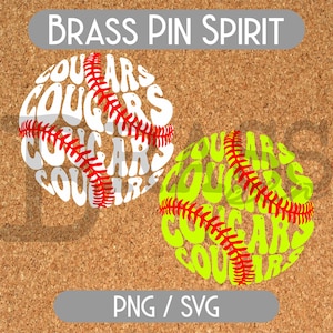 Cougars Retro Baseball / Softball Design: PNG, SVG Digital Download