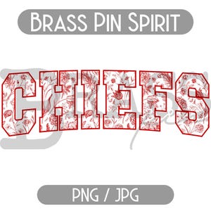 Chiefs Coquette Floral Chinoiserie Design: Red, PNG, JPG, Instant Download