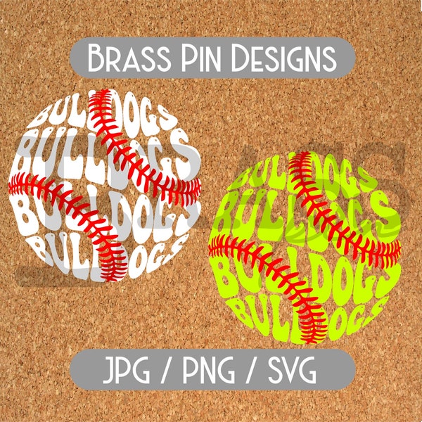 Retro Bulldogs Baseball / Softball Design:  SVG, PNG, JPG  Digital Download