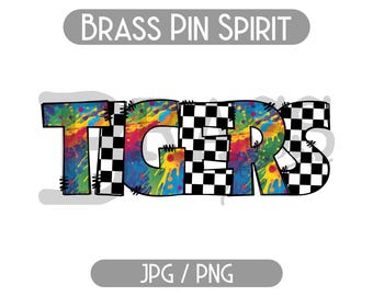 Tigers Rainbow Checked Design: PNG, JPG, Digital Download