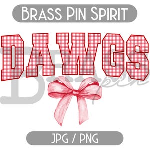 DAWGS Coquette Bow Watercolor Gingham Design: Red, PNG, JPG, Instant Download