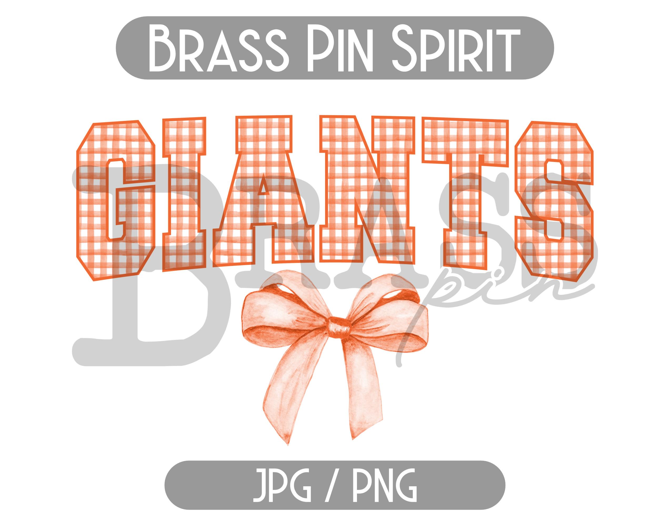 Giants Coquette Bow Watercolor Gingham Design: Orange, PNG, JPG, Instant Download