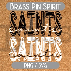 Saints Scribble Designs: 2 Color Options, Black & White, PNG, SVG, Digital Download