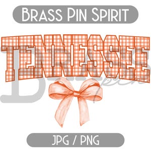 Tennessee Coquette Bow Aquarell Gingham Design: Orange, PNG, JPG, Digital Download