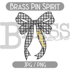 Wildcats Ribbon Coquette Bow Watercolor Gingham Design – Black & Yellow PNG, JPG Digital Download