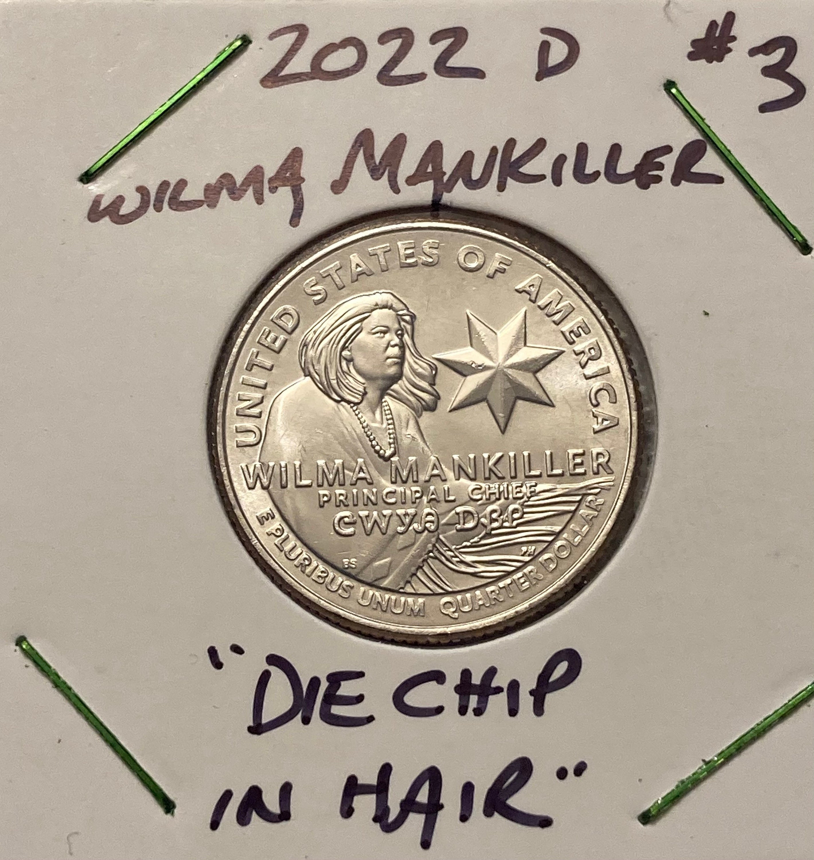 2022 D Wilma Mankiller Quarter Error. Die Chip in Hair. 7.00 Etsy