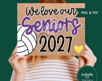 Volleyball Senior Night, Senior Night Volleyball, Purple and Yellow, Senior Night Sign (PDF & PNG Download)