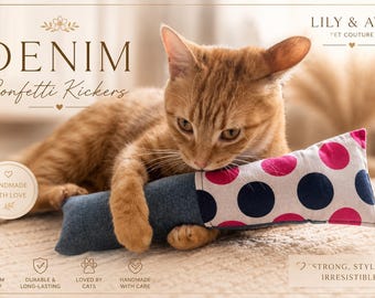 Birthday Cat Gift | Handmade Denim Catnip Kicker Toy | Bunny Kick Cat Toy | Durable Denim Cat Toy | Cat Lover Gift | Kitten Toy