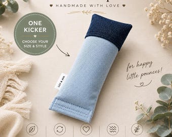 Refillable Catnip Kicker Toy, Denim Cat Kicker, Upcycled Cat Toy, Interactive Kick Stick, Refillable Catnip Toy, Kitten Toy