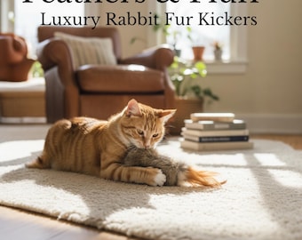 Luxury Cat Kicker Toy – Organic Wool, Rabbit Fur, Feathers, Crinkle/Rattle Options
