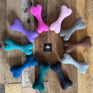 Large Felt Dog Bones for Gentle Chewers | Made with New Zealand Wool | Soft, Eco-Friendly Anxiety Relief Toy | Perfect for Play! Dog Gift