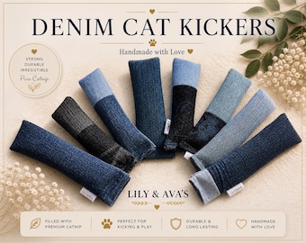 Handmade Denim Cat Kicker Toy: Durable, Catnip-Filled, Eco-Friendly Play Item