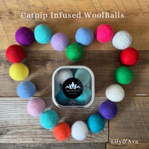 Personalized Catnip Wool Felt Balls: Cat Toy Gift Set in Reusable Tin