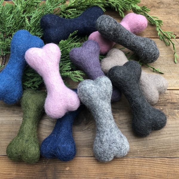 Dog Bone Toy Made of Felted New Zealand Wool, Fun Dog Toy, Eco-friendly Toy for Dogs, Small Dog Bone Toy, Gifts for Dogs, Sustainable Toy