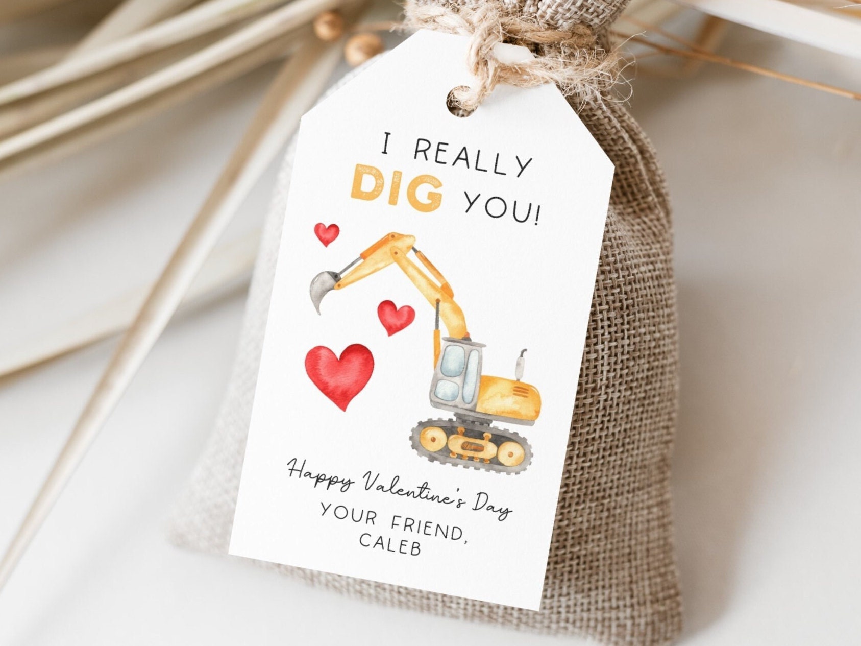 I Really Dig You Valentine's Day Tag, Editable Template, Kids ...