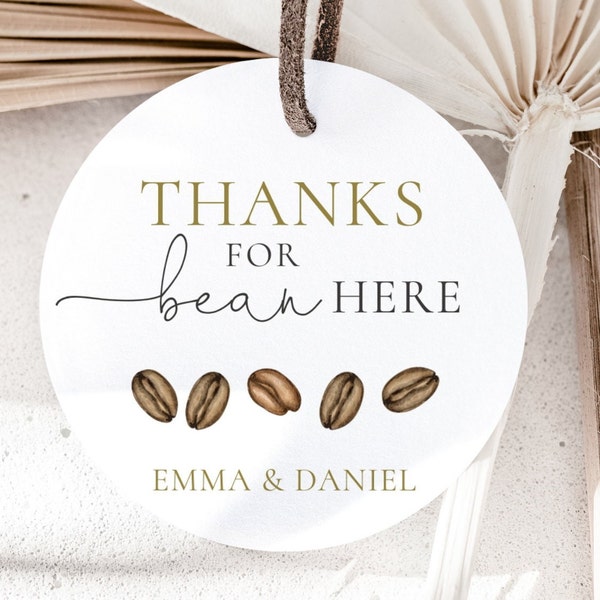 Thanks For Bean Here Favors Tag, A baby Is Brewing Shower Thank You Tag, Editable Coffee Beans Baby Shower Gift Tag, Digital Download