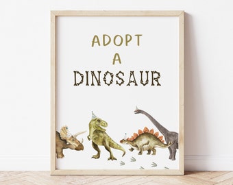 Adopt A Dinosaur Sign, Editable Template, T-Rex Birthday Party Decoration, Dino Favors Party Sign, Adopt Your Own Dino, Digital Download