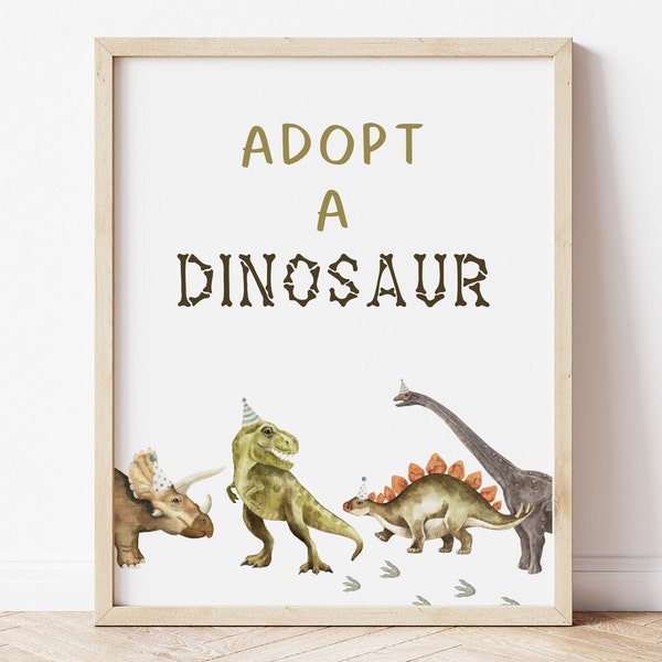 Adopt A Dinosaur Sign, Editable Template, T-Rex Birthday Party Decoration, Dino Favors Party Sign, Adopt Your Own Dino, Digital Download